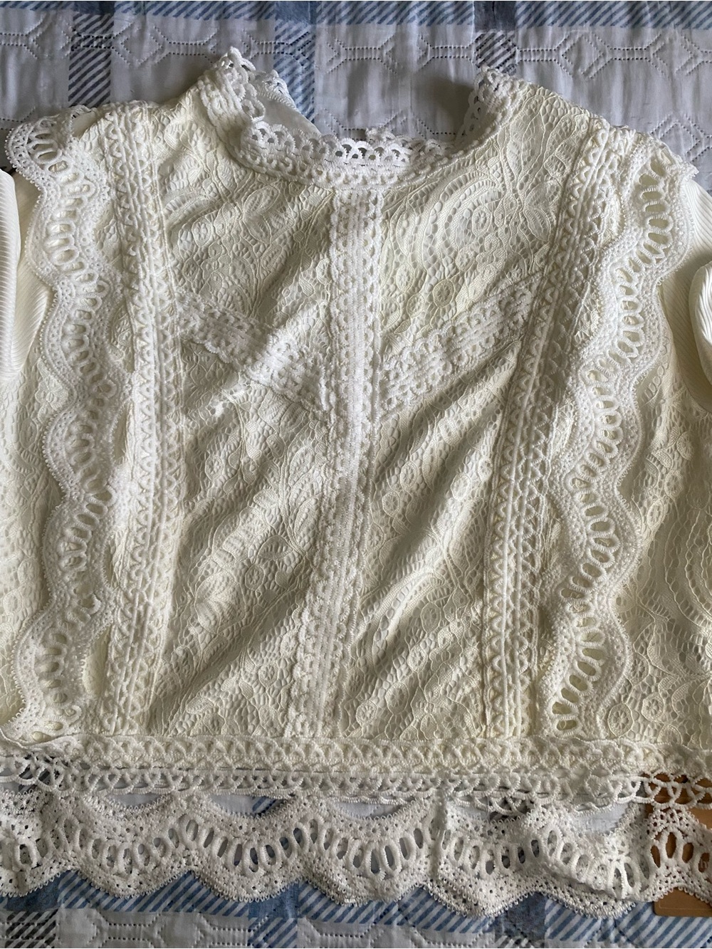 SHEIN Ivory Lace Crochet Blouse